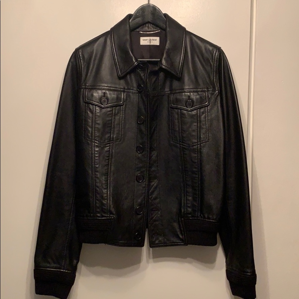 Authentic Saint Laurent leather jacket NEW size 48